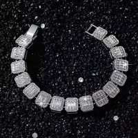 Bracelet Hip Hop Iced Out en Argent Sterling 925 avec Moissanite Taille Brillant – Design Élégant, Cadeau Romantique Unisexe
