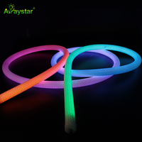 Haute Qualité Nylon Tressé 360 Degrés LED Néon Flex Lumière 22mm Diamètre 24V RGB Flex Pixel LED WS2811 Paysage Télécommande