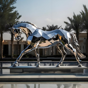 Sáng tạo thép không gỉ động vật điêu khắc đá độc đáo chạm khắc cho trang trí cảnh quan có tính năng ngựa voi Gấu - Product Image 3