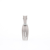 Fourchette pliante légère en titane sablé gris argenté pour camping, randonnée, voyage, couverts écologiques réutilisables