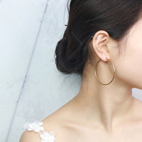 Boucles d'oreilles en acier inoxydable pour femmes, bijoux simples, or, argent, arc-en-ciel, grand cercle, nouvelle collection 2021
