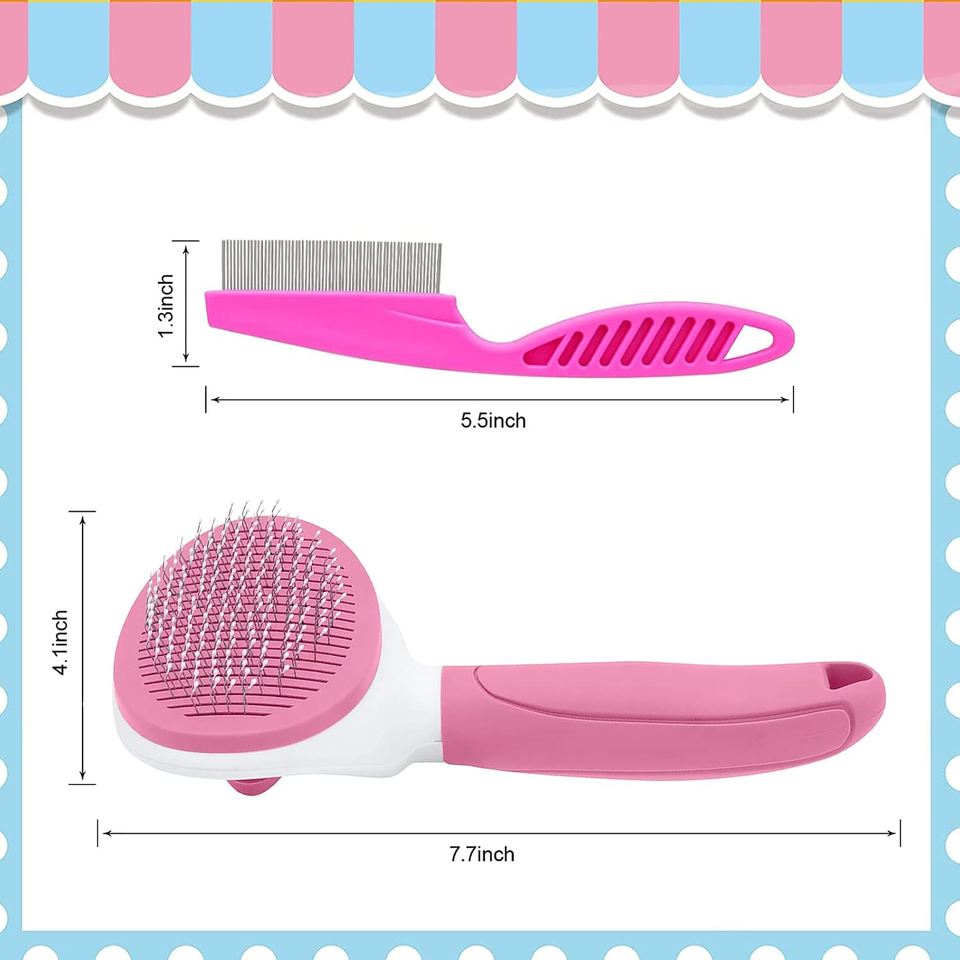 Custom Logo Custom Color Self Cleaning 2 in 1 Pet Grooming Brush Set ...