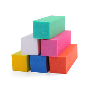 Manicure Tool Custom Fluorescence Board Block Square Sponge Nail File Buffer Nail Care 9.5x2.5x2.5cm OEM Logo Wholesale