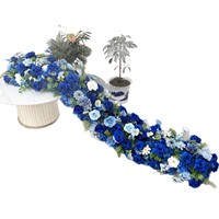 Décoration de table populaire : chemin de table, toile de fond végétale en soie, fleurs artificielles pour mariage