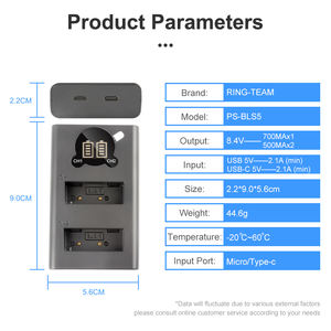 Chargeur double avec écran LCD intelligent pour appareils photo <span class=keywords><strong>Olympus</strong></span>/System PEN E-PL2 E-PL5 E-PM2 1s OM-D E-<span class=keywords><strong>M10</strong></span> E-<span class=keywords><strong>M10</strong></span> Mark II - Product Image 6