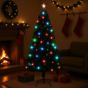 D0102HHM8KT 7 Ft Pre-Lit Fiber Optic <b>Christmas</b> <b>Tree</b> With Stand Multi Color <b>Led</b> Lights Indoor Pine Artificial <b>Tree</b> - Product Image 2