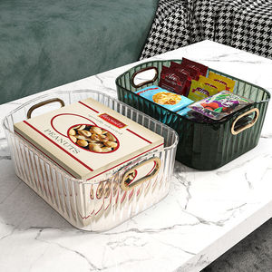 Acrylic Cosmetic Storage <b>Box</b> Transparent With Gold Handle For <b>Makeup</b> Organizer Desktop Bathroom Vanity Use - Product Image 2