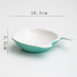 Gato cerâmico pequeno peixe-dado forma criativo bonito Tigela Anti-inclinação Food Bowl gato Comer e beber Tigela - Product Image 6