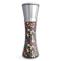 Vente en gros de 180ml de haut ensemble de moulin à sel et à poivre en acier inoxydable bouteille de moulins à assaisonnement en verre
