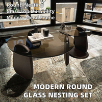 Ensemble de tables basses rondes modernes en verre trempé, meubles contemporains pour salon, tables gigognes