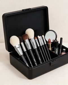 MSQ - Juego de 15 <span class=keywords><strong>Brochas</strong></span> de <span class=keywords><strong>Maquillaje</strong></span> de Madera Natural con Mango de Madera, Personalizadas con Etiqueta Privada, para Rostro y Ojos, Estilo Angular para Rubor - Product Image 5