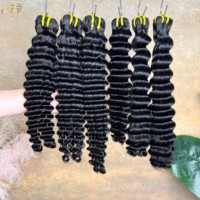 Ekstensi Rambut Mentah Kamboja Deep Wave 12a Grosir, 100% Rambut Asli Burma dengan Kutikula Tertata Rapi, Alami Tanpa Rontok