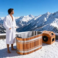 Baignoire à glace en cèdre rouge canadien en forme de U, disponible aux États-Unis, baignoire autonome pour bain froid, idéale pour la gym et le bien-être