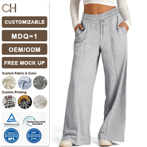 Collezione Primavera Estate 2026: Nuovi <span class=keywords><strong>Pantaloni</strong></span> Casual da Donna a Gamba Larga, Tinta Unita, <span class=keywords><strong>Vita</strong></span> Elastica, Versatili - Product Image 1
