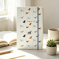 Carnet en cuir PU exquis, format A5 mini, 100 feuilles, couverture motif chiot mignon et lignes, idéal comme cadeau