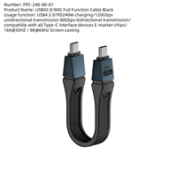 Câble flexible complet de 16cm USB4.0 compatible avec le câble de disque dur Thunrbolt 5 240W C à C transfert de données haute puissance 80Gbps 8K