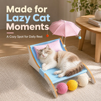Lit de repos pour chat en bois de luxe sur mesure OEM, style chaise longue de plage, canapé avec coussin moelleux amovible et lavable, mobilier d'intérieur pour l'été