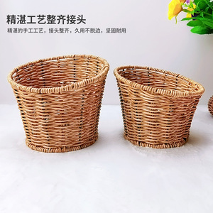 Wicker <b>Basket</b> Oval Shape Kitchen Storage Neatening Tray For Bread Dessert Pastry Tea Break Use - Product Image 5