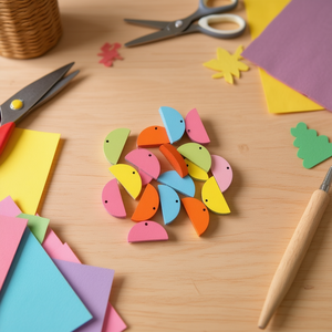 ILAN Pezzo Semicircolare in Legno 20x10mm 18pz Accessorio per Artigianato - Product Image 2