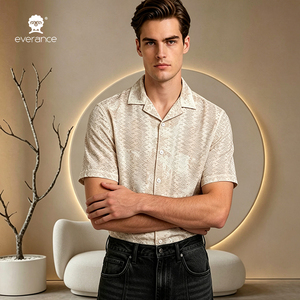 <span class=keywords><strong>Camisa</strong></span> de <span class=keywords><strong>Hombre</strong></span> Artesanal con Diseño Calado, 185gsm, 30% Algodón, 70% Poliéster, Patrón Zig-Zag, Estilo Cubano para Playa - Product Image 2