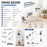 Machine à ramer multifonctionnelle 3-en-1 pour l'intérieur, entraîneur d'exercices abdominaux, équipement de fitness pliable pour la maison, moniteur numérique