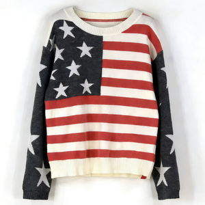 <span class=keywords><strong>Pull</strong></span> à manches longues et col rond pour <span class=keywords><strong>femme</strong></span> avec <span class=keywords><strong>drapeau</strong></span> américain rayé - Product Image 3