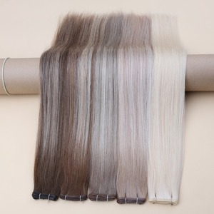 Extensions de <span class=keywords><strong>cheveux</strong></span> 100% humains Remy blond platine russe, 25g, trame nouée à la main avec pointes épaisses, invisible, Genius Can Be Cut Weft Hair - Product Image 3