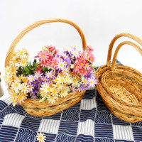 Panier à fleurs en osier, économique, à poignée haute, pour le rangement des fruits