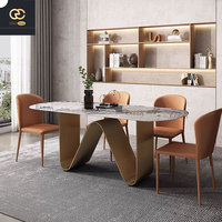 Meubles de salle à manger de luxe pour la maison, table à manger moderne en marbre, table à manger en métal design créatif pour villa