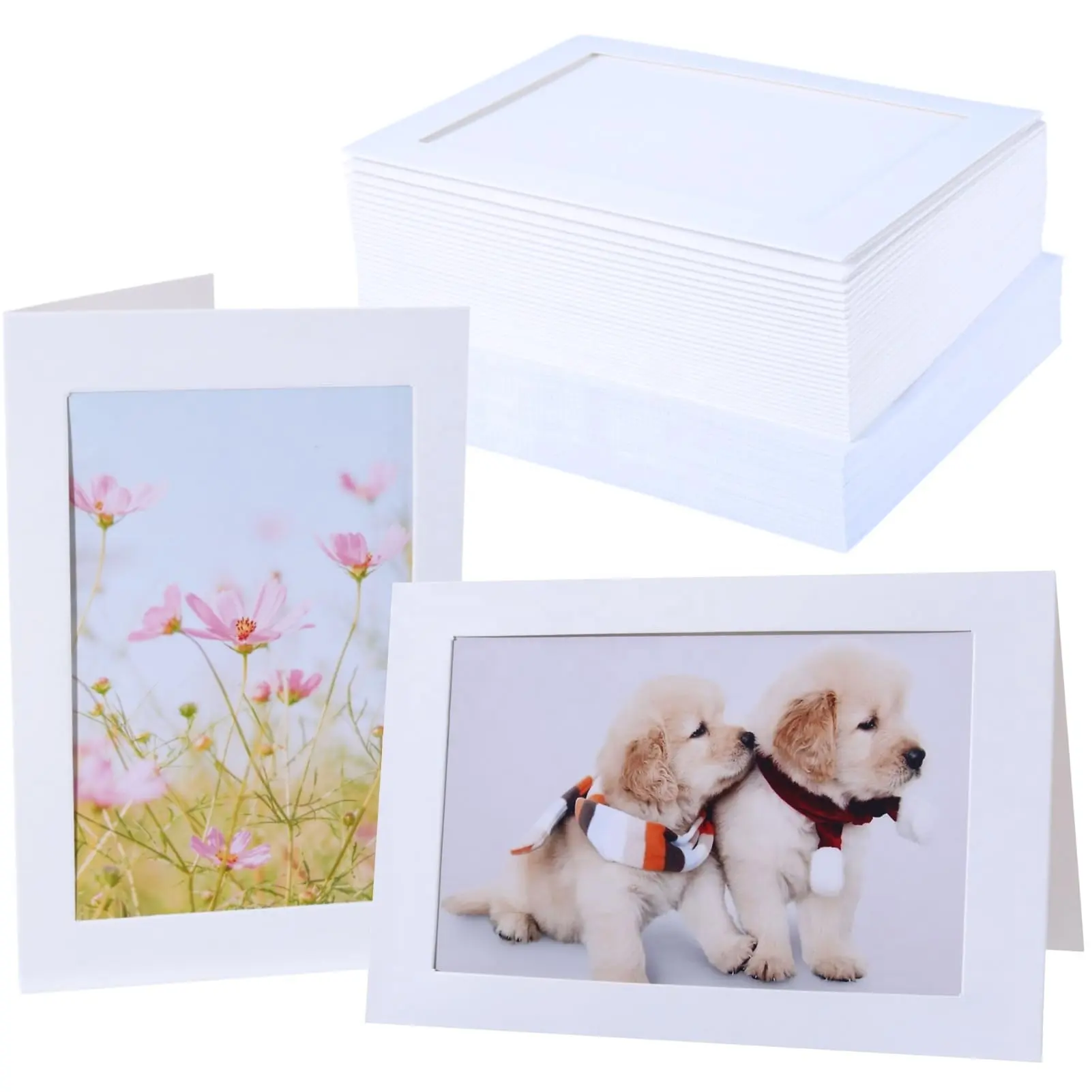 White color photo insert note cards paper picture frame cardboard photo folder for 4"*6" photo insert cards with envelopes