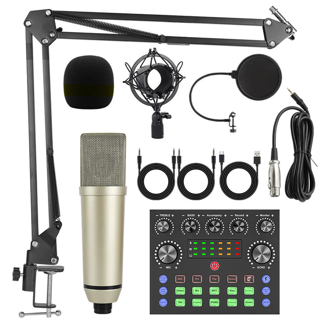 Professional Hot Sell PC V8s Sound Card Set 87 Mic Condenser Microphone for Karaoke Podcast for Studio Recording Live Streaming