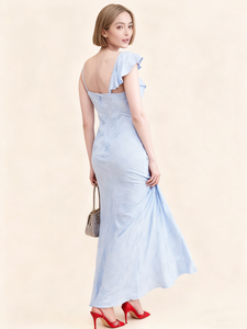 Abito da sera <span class=keywords><strong>lungo</strong></span> a fessura per donna donna elegante <span class=keywords><strong>blu</strong></span> cielo estivo - Product Image 6