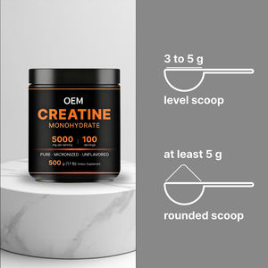 Creatina Monohidrato en Polvo OEM/Marca Privada |   Micronizado, 5g (5000mg) por porción |   Sin sabor |   500g (100 Porciones) - Product Image 3