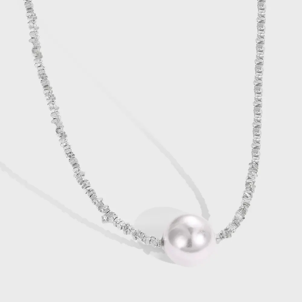 Dylam персонализированное стильное Новое дизайнерское 925 серебряное ожерелье с родиевым покрытием сломанный бисер жемчужное ожерелье для женщин