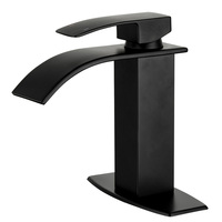 Set Keran Wastafel Kuningan Hitam FRAP, Keran Kamar Mandi Tuas Tunggal, Perlengkapan Lengkap
