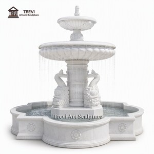 Fuente de Estanque de Mármol TREVI con Estatua de Peces, Estilo de Tallado Único del Fabricante, Decoración Acuática para Jardín Exterior de Villa - Product Image 4