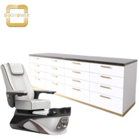 Meuble de rangement de salon de manucure de luxe blanc et or en bois et marbre support de vernis pour spa de manucure fournisseur de meubles