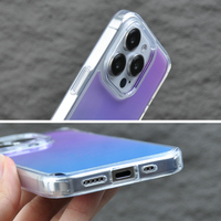 Pour iPhone 15 Pro étui clair de qualité militaire Protection non jaunissant antichoc étui de téléphone pour iPhone 15 16 dégradé violet bleu