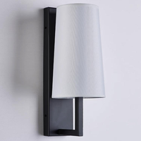 Lampu Dinding E27 Kain Besi Hangat Modern untuk Kamar Tidur, Ruang Tamu, Latar Belakang Hotel, Warna Hitam Beige