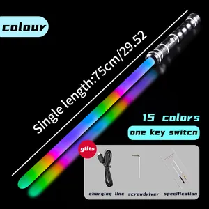 FX-Lichtschwert Lichtsaber Laser RGB Metall-Lichtschwert Spielzeug mit 15-farben-Übergang und Ton