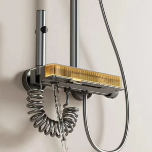 Ensemble de <span class=keywords><strong>Douche</strong></span> Thermostatique LED Synchro <span class=keywords><strong>en</strong></span> Aluminium Blanc Spatial, Combiné Pluie et Douchette à <span class=keywords><strong>Changement</strong></span> de Couleur Alimenté par l'Eau - Product Image 5