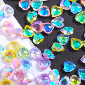 Breloques pour nail art motif sucre été <span class=keywords><strong>2023</strong></span>, en résine effet aurore, en forme de cœur, en cristal, strass à dos pointu pour nail art, décoration DIY pour ongles - Product Image 5