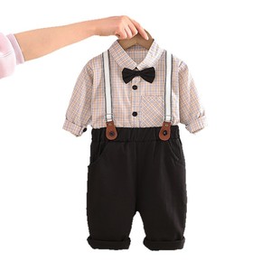 Conjunto <span class=keywords><strong>de</strong></span> Camisa a Cuadros y Pantalones con Tirantes para Bebé Niño, con Corbata <span class=keywords><strong>de</strong></span> Moño, para Niños <span class=keywords><strong>de</strong></span> 1 a 3 Años, Ropa Formal e Informal para Primavera y Otoño - Product Image 5