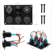 Prise de courant marine pour voiture/bateau 12V avec double USB Type-C/USB-A à charge rapide 20A, voltmètre et interrupteur à bascule pour allume-cigare, IP65