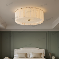 Plafonnier rond en cristal d'albâtre laiton oriental de luxe surface en marbre naturel encastré lampe pour chambre salon