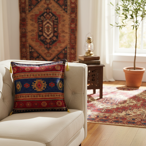 Oriental Vintage Kilim Designed Turkish Cushion Pillow <b>Cover</b> - Product Image 3