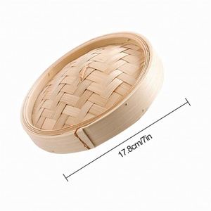 Vaporisateur en bambou 3 niveaux avec couvercles pour légumes, résistant à la chaleur, pour raviolis, restaurant, couches naturelles, panier 18 cm - Product Image 4