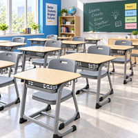 Bureau et chaises de nidification compacts avec structure renforcée, parfaits pour les écoles internationales et les centres de formation.