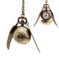Montre de poche classique rétro en forme de grande balle dorée de la Coupe de Sorcières, avec chaîne, cadeau pour garçons et filles