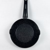 Poêle à frire et sauteuse en acier au carbone forgé antiadhésive, double bec verseur, compatible induction, pour cuisine domestique, capacité 1-2L, style américain